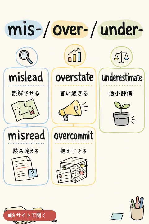 mis- / over- / under- 英単語チャート