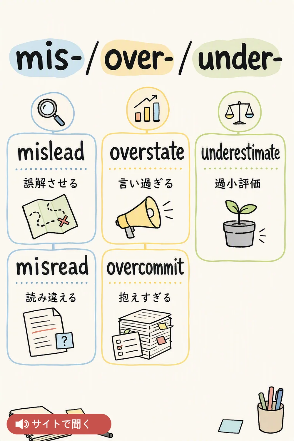 mis- / over- / under- 英単語チャート
