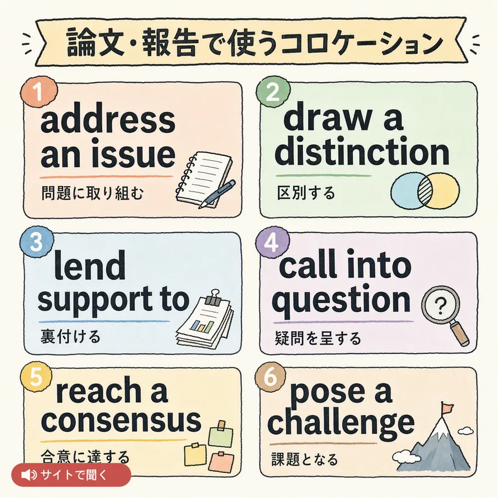 論文・報告で使うコロケーション 英単語チャート