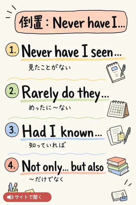 倒置:Never have I… 英単語チャート