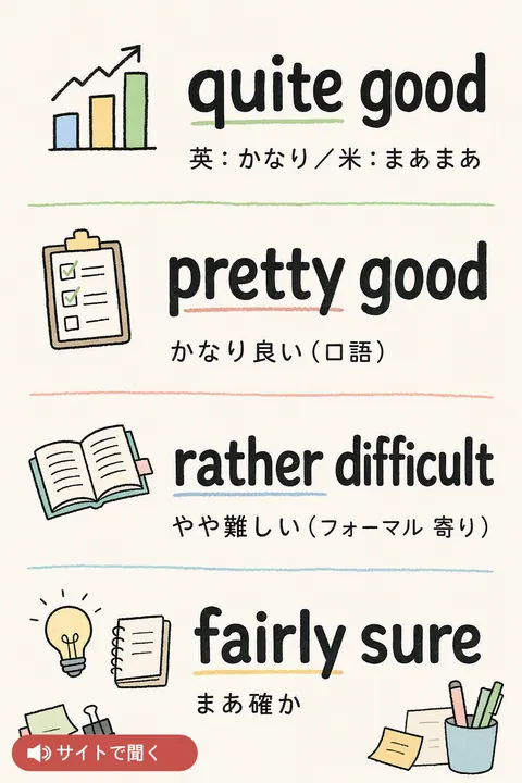 quite / pretty / rather 英単語チャート