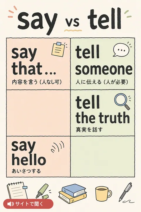 say vs tell 英単語チャート