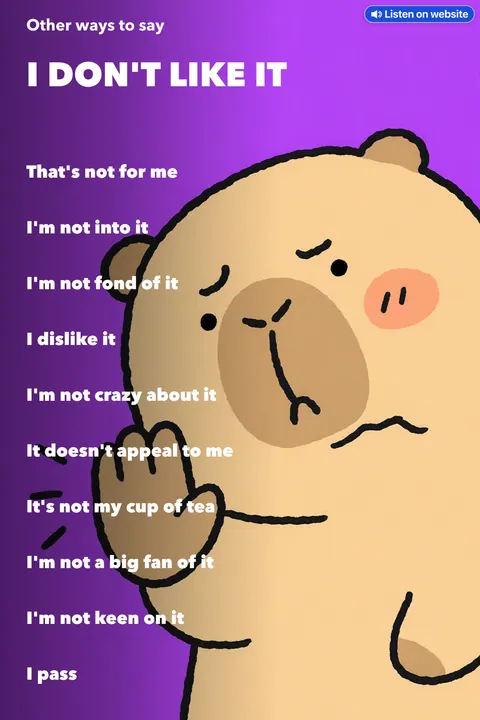 Sound of “I don't like it” pronunciation chart