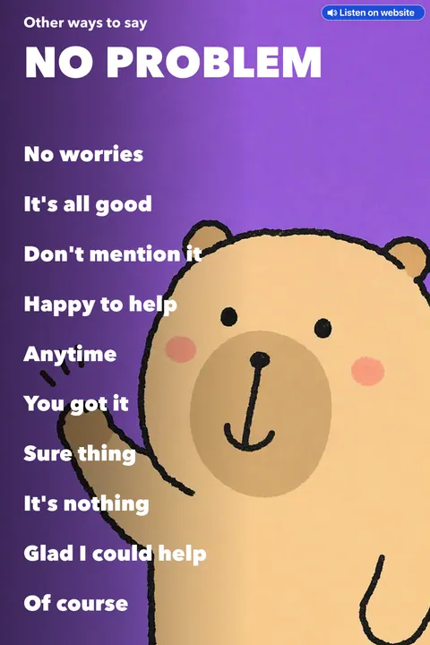 Other ways to say No problem chart