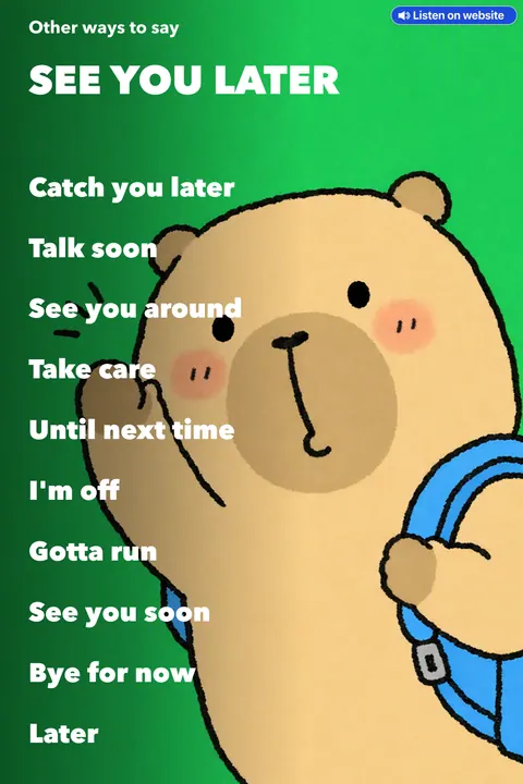 Other ways to say See you later chart