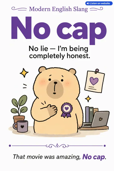 Slang words in English: No cap chart